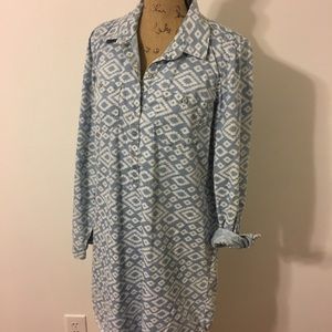 Denim tribal print dress